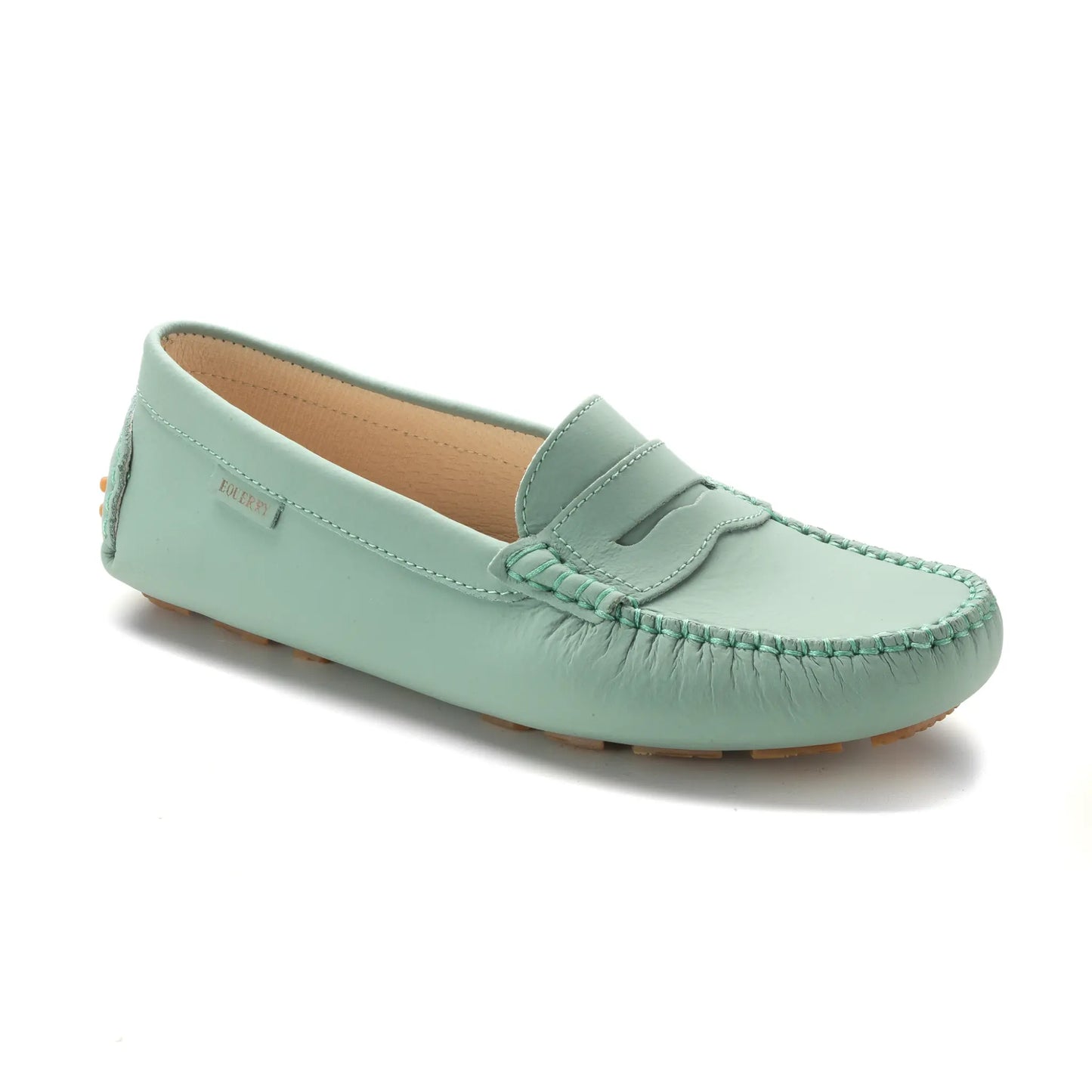 Mint Sahara color girls mocassin loafer, made in Italy