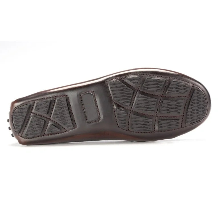 Brown polished leather girls mocassin loafer made in Italy
