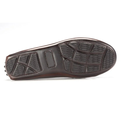 Brown polished leather girls mocassin loafer made in Italy