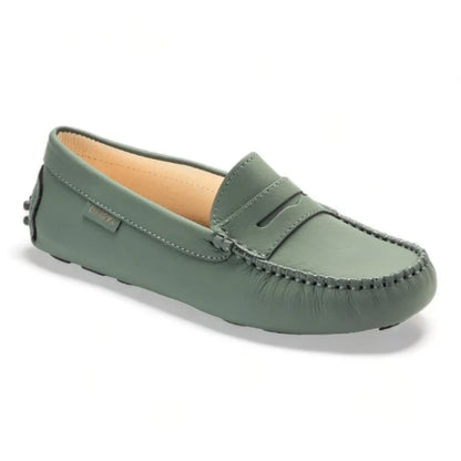 Green Olive Sahara Girls Mocassin Loafer made in Italy