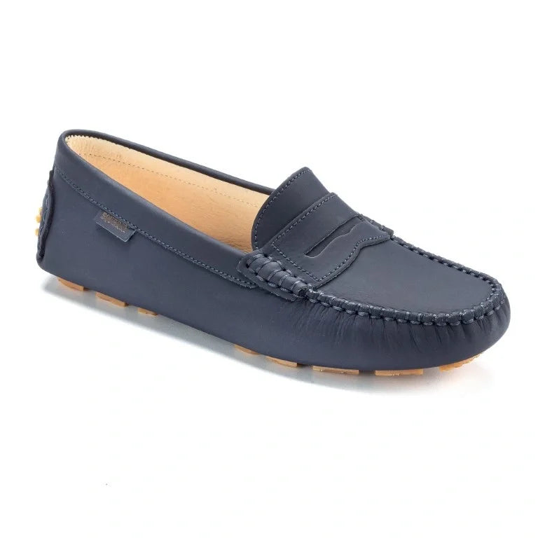 Navy Sahara with Beige Sole Girls Mocassin Loafer