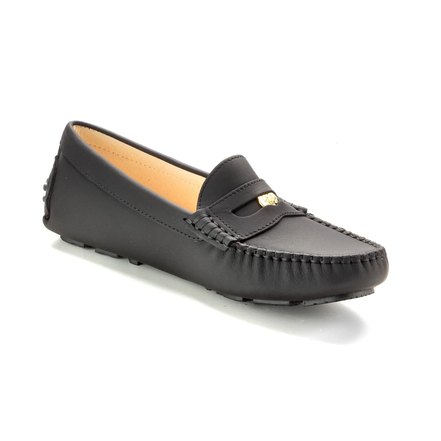 Black Sahara Girls Mocassin Penny Coin Soft Loafer
