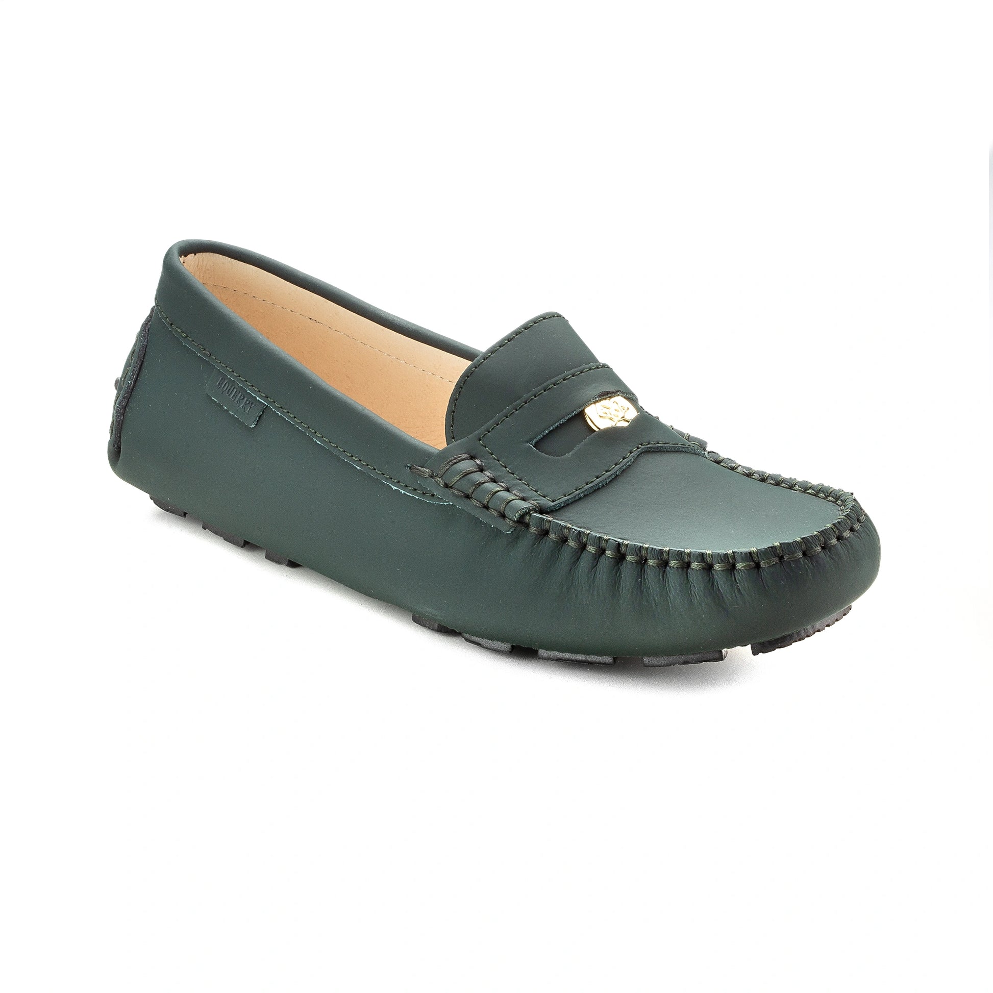 Green Sahara Girls Mocassin Penny Coin Loafer