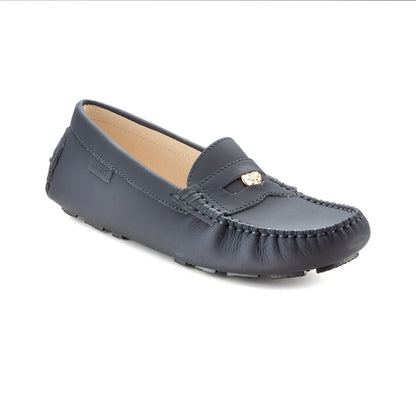 Navy Sahara Girls Mocassin Penny Coin Loafer