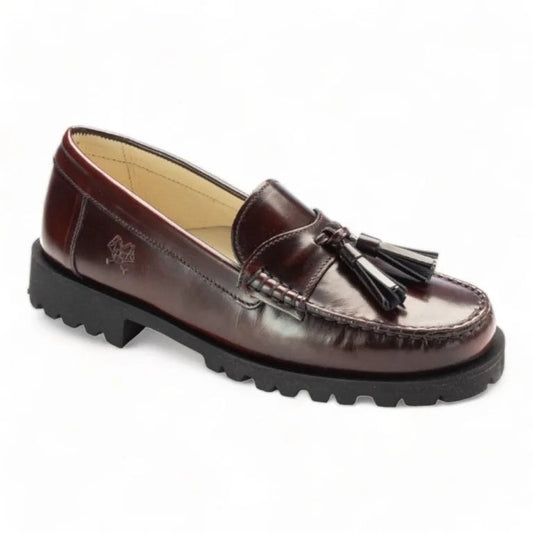 2524 - Bordo Polished Leather Hard Loafer for Girl by London Kids London Kids