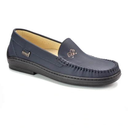 Navy Sahara Girls Classic Moccasin Soft Loafer made in Italy