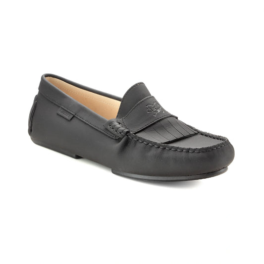 Girl's Black Sahara Mocassin Fringe Style Soft Loafer