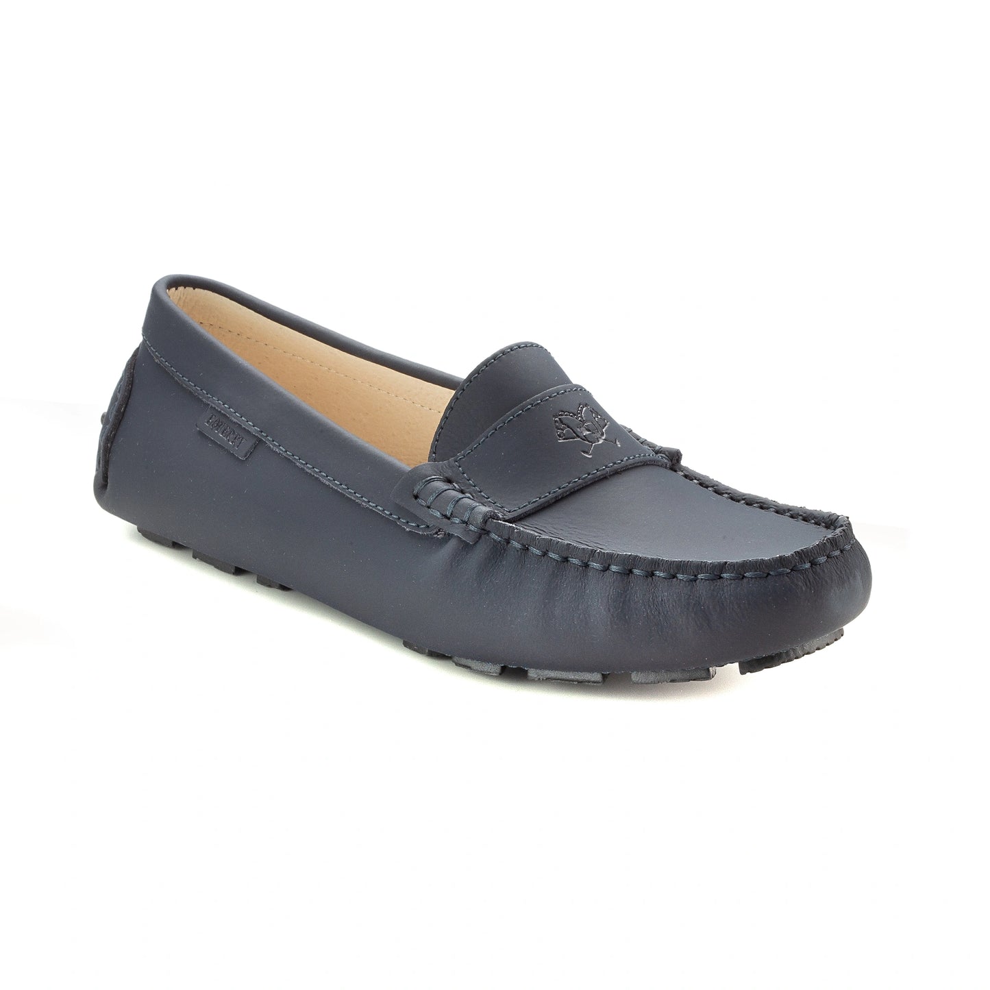 Navy Sahara colored girls mocassin soft loafer made in Italy