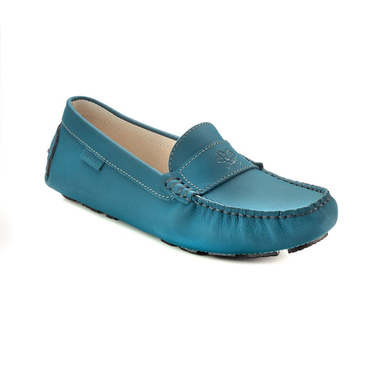 Petrol Blue Sahara Girls Mocassin Fringe Loafer made in Italy