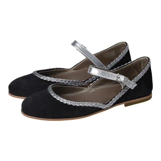 Black suede strap Mary Jane shoes for girls by Pepe - London Kids