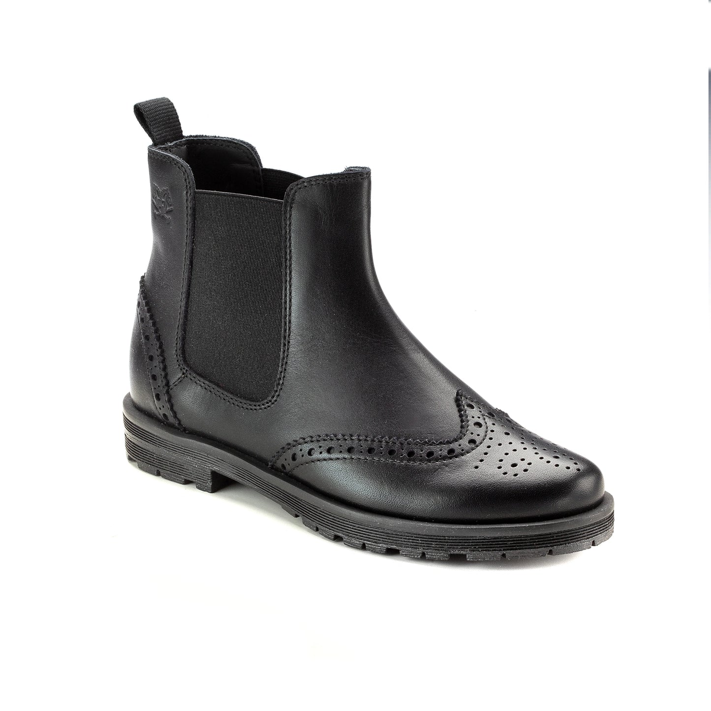 3048 Black Leather Girls Bootee Elegant Italian Casual Bootie