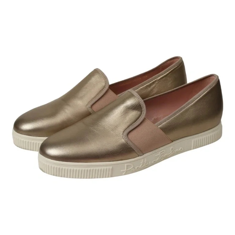 45028 - Gold Soft Leather Sneaker for Teen/Women by Pretty Ballerinas Pretty Ballerinas