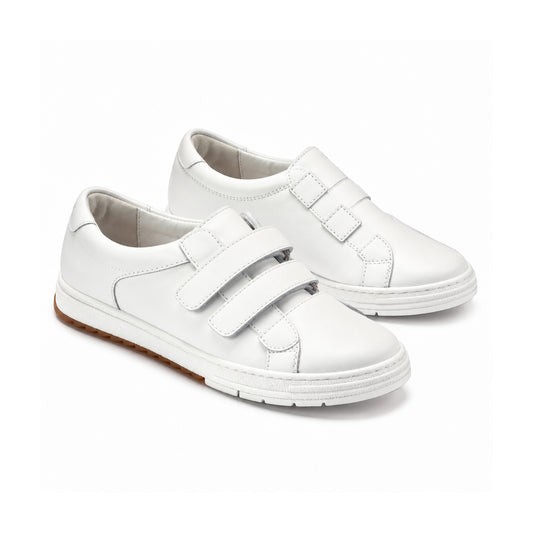 881 - White Sahara Leather Velcro for Girl/Boy by London Kids