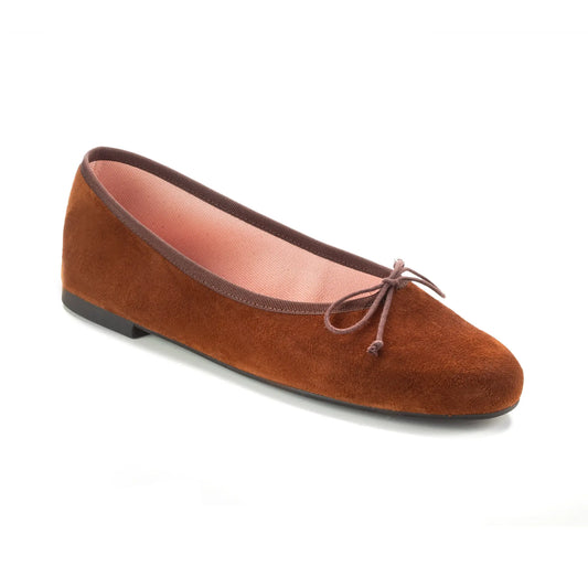 Brown Suede Teens Bow Shoe with decorative bow detail