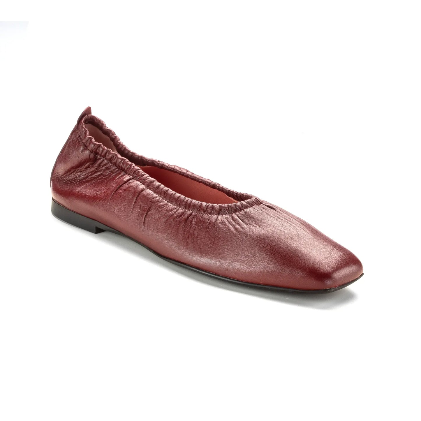 Prune Leather Teens Elastic Flats Casual Shoe