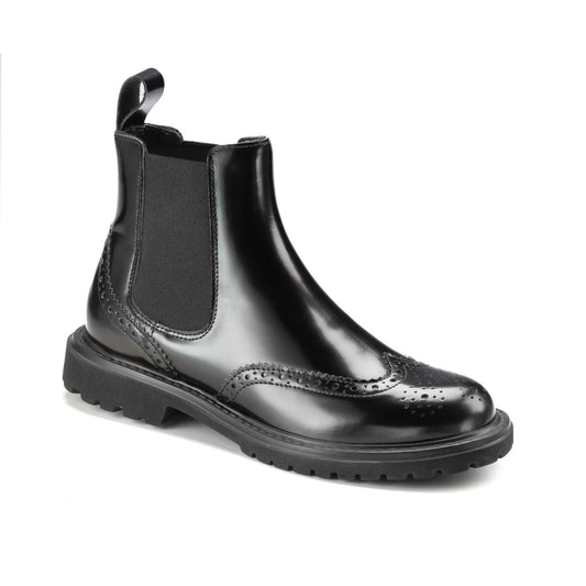 51771 - Black Polished Leather Teens Low Boot Pretty Ballerinas