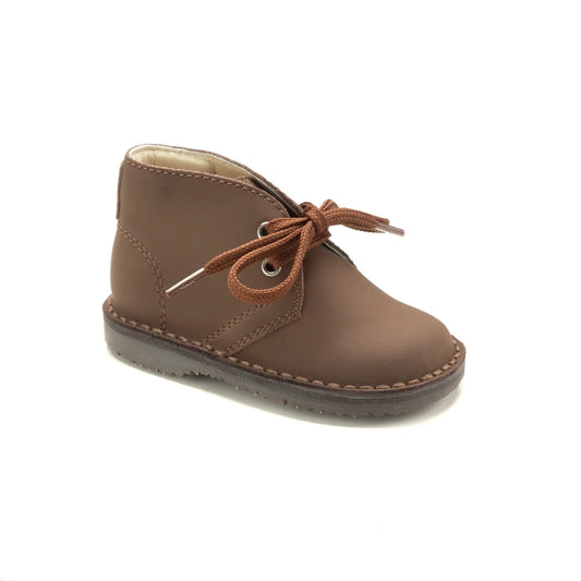 Italian made brown medium Sahara baby lace shoe for toddlers