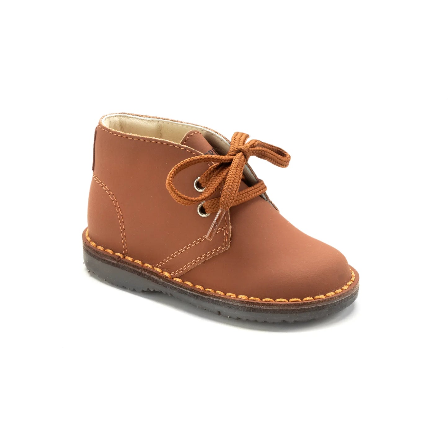 Tan Sahara Leather Lace shoes for toddlers, boys, and girls by London Kids