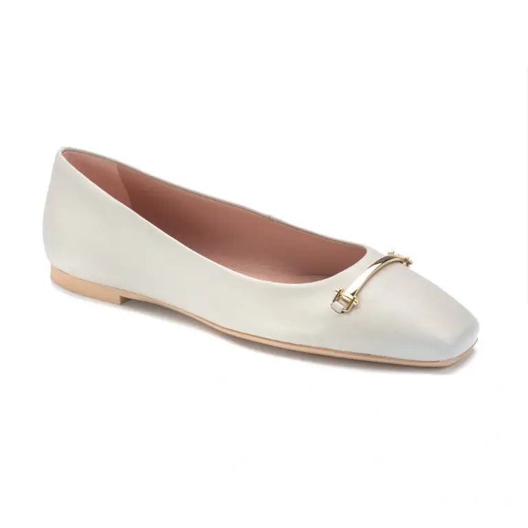 Image of Taupe Leather Teens Hosebit Flats, stylish and comfortable for any occasion