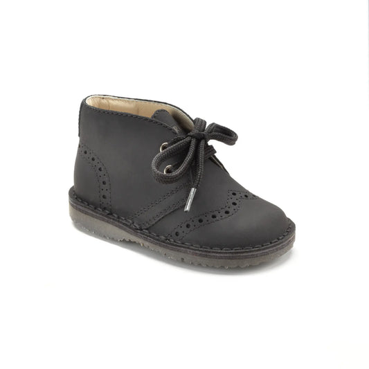 Italian-made Black Sahara baby lace shoe for toddlers