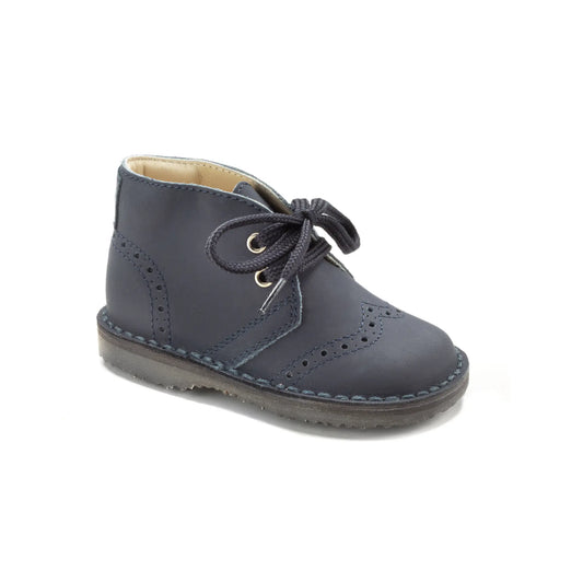 Toddler wearing Navy Sahara Baby Lace Shoe made in Italy