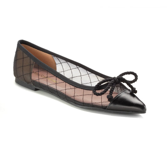 52805 Black Net Bow Shoe with elegant bow detail, crafted in Spain