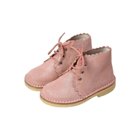 Blush Glittzy Leather Lace Shoes for toddlers and girls by London Kids