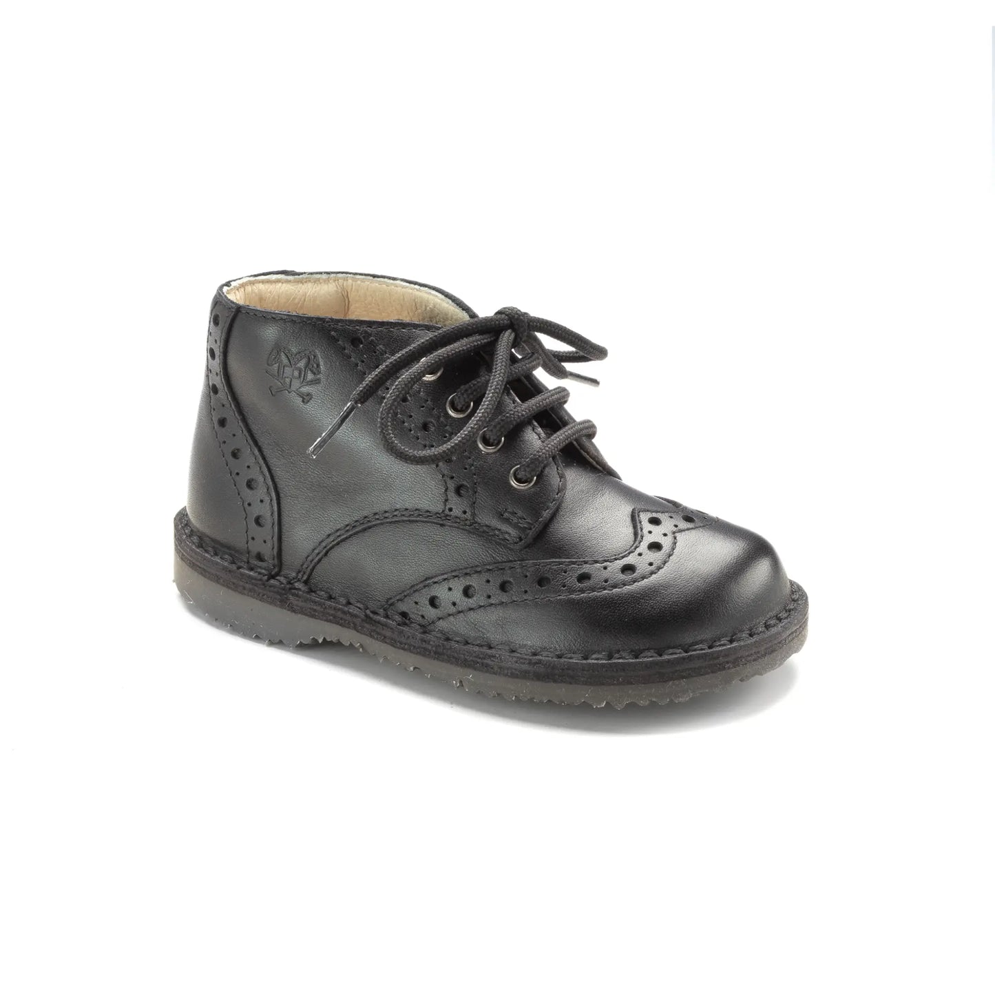 Black soft leather lace shoes for toddlers and kids by London Kids