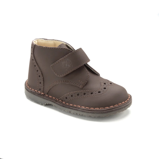 Brown Sahara Leather Velcro shoes for toddlers and boys by London Kids, made with premium Sahara Leather
