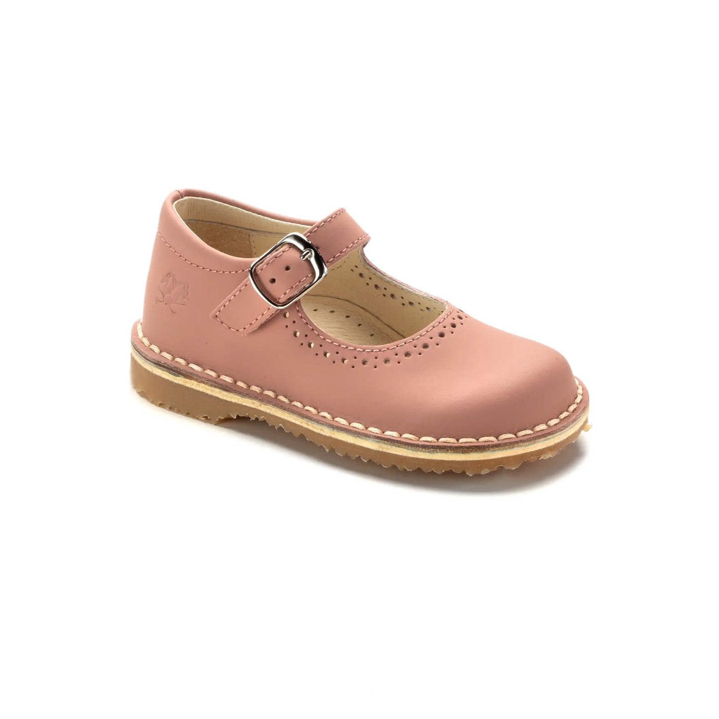 Italy made Salmon Sahara color girls strap shoe