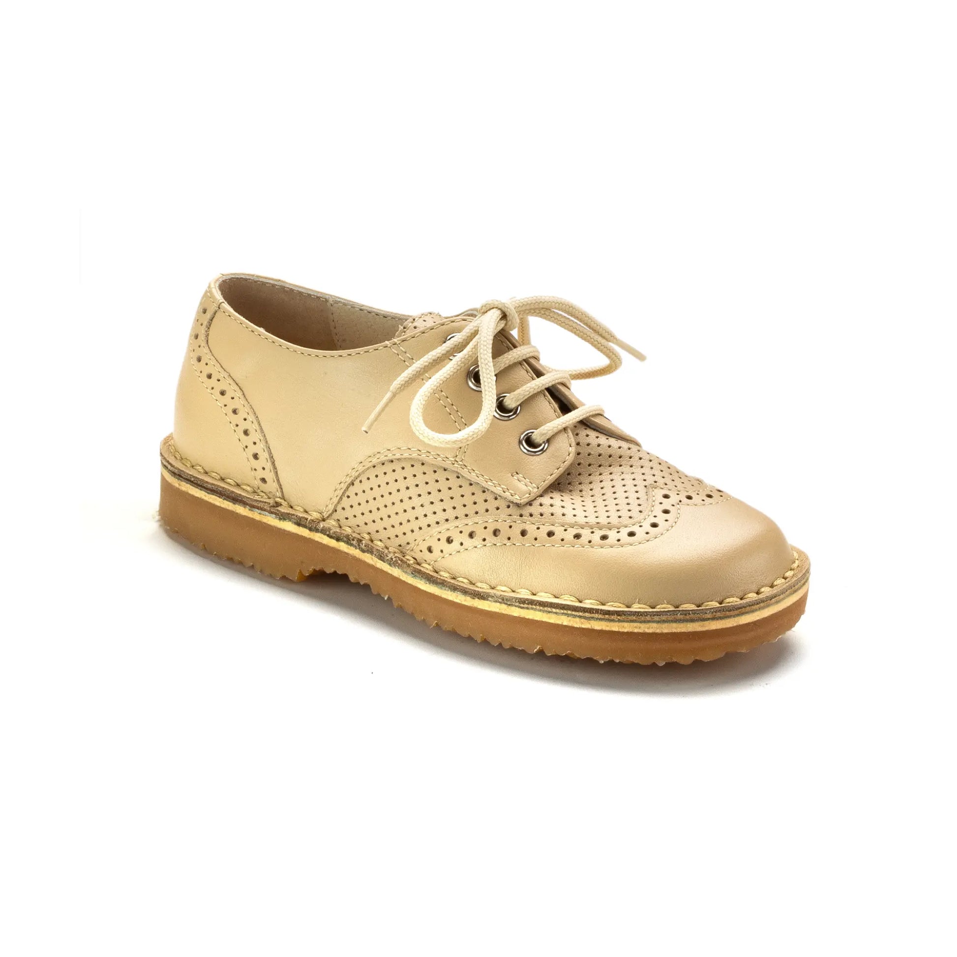 575 - Beige Leather Boys Summer Oxford - Italian Casual Shoes