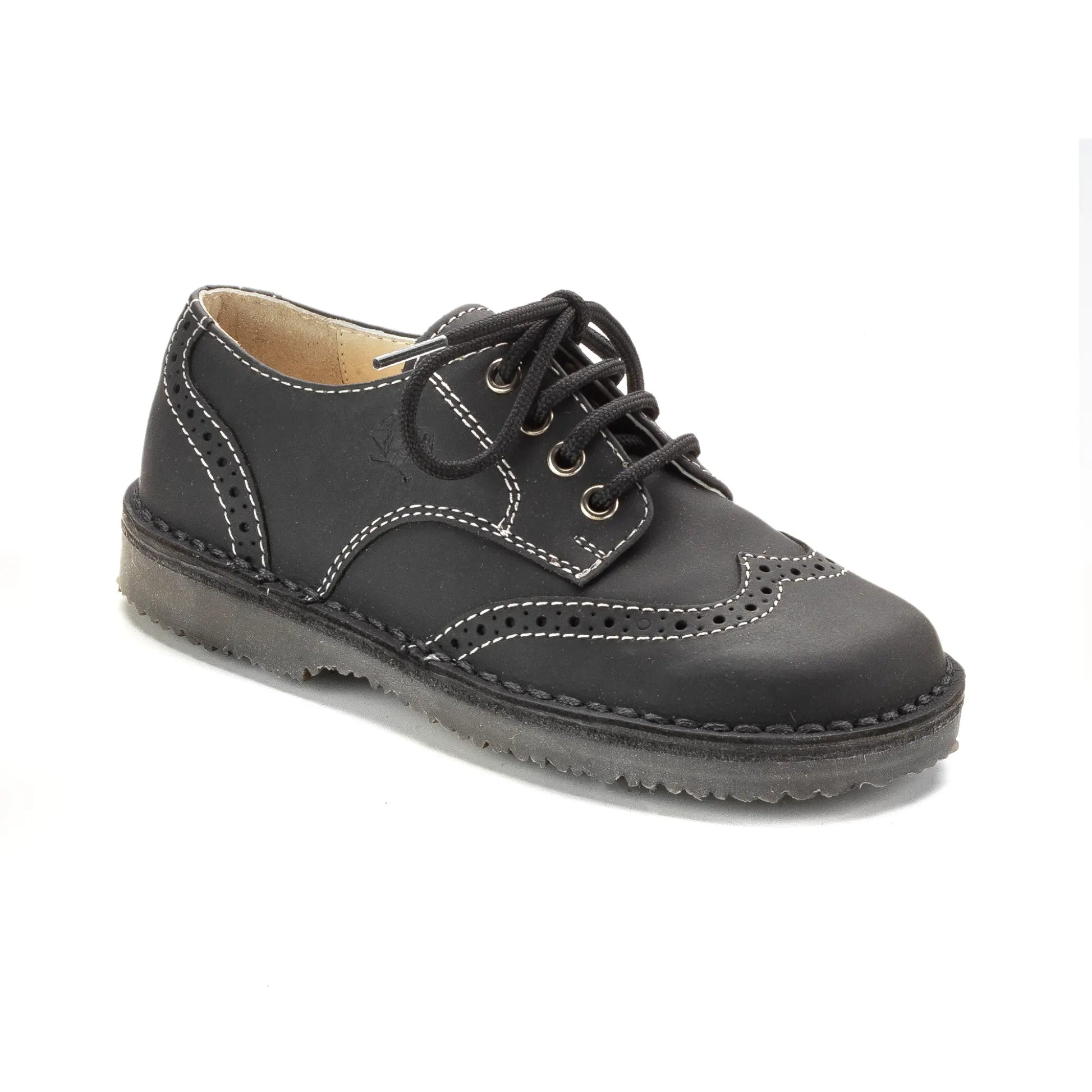 Black Sahara Boys Summer Oxford Lace Shoes Made in Italy