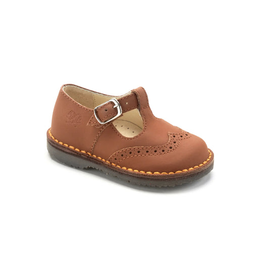 632 Rust Sahara Boys T Strap Wingtip shoe, made in Italy