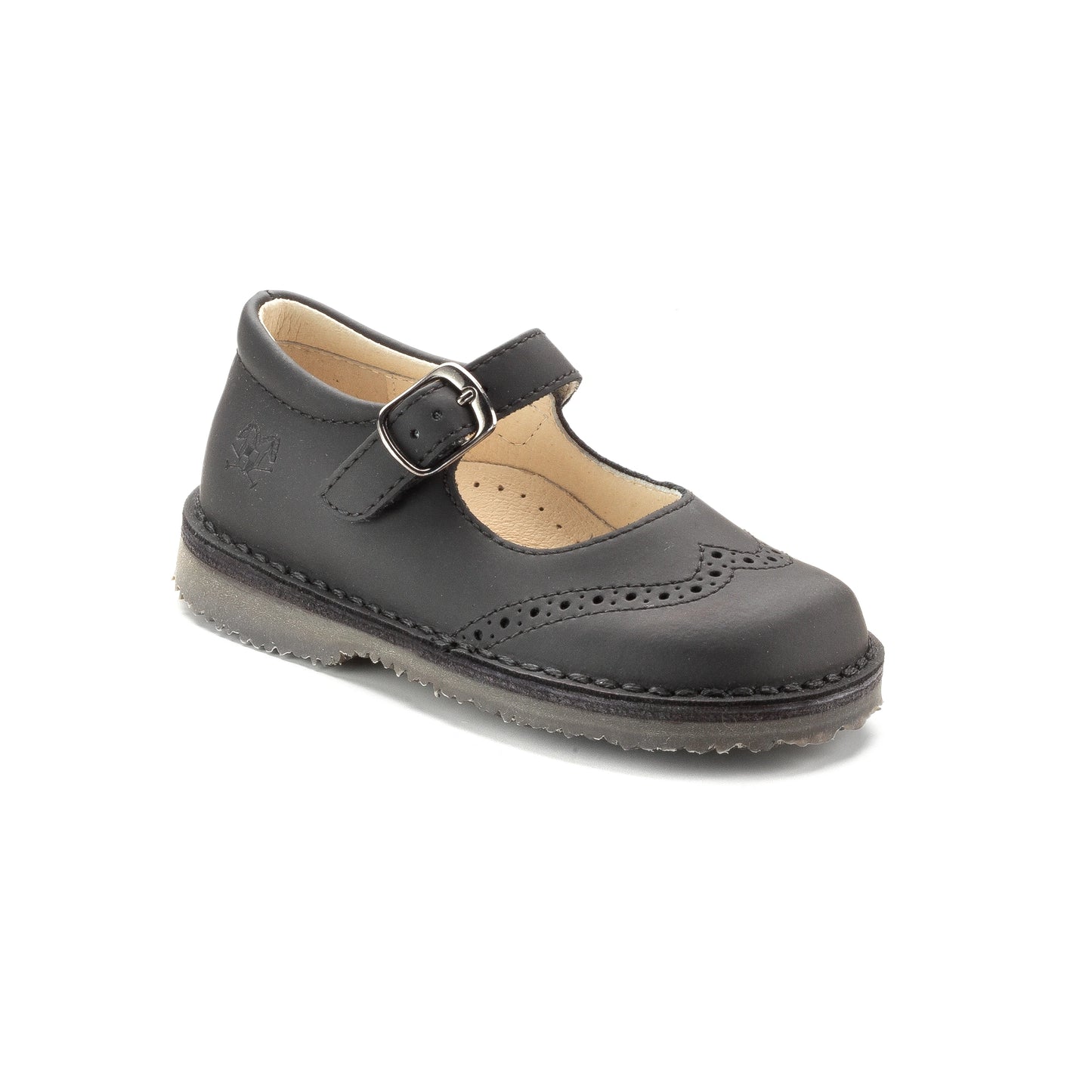 Image of 635 Black Sahara Girls Strap Shoe from Italy