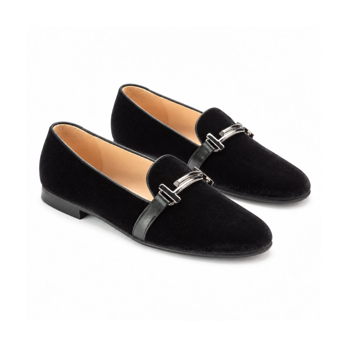 1633 - Black Velvet Smoking Loafer for Girl/Teen/Women by London Kids