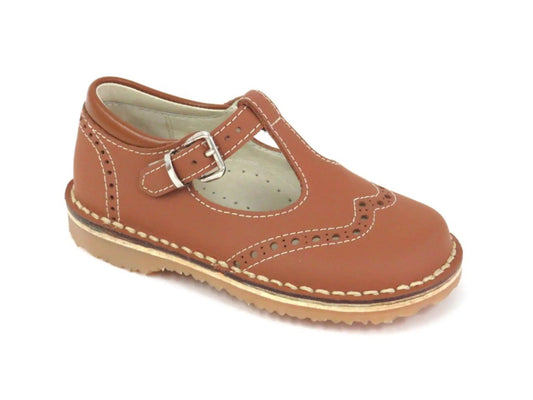758 - Tan Sahara Children's T-Strap Shoes London Kids