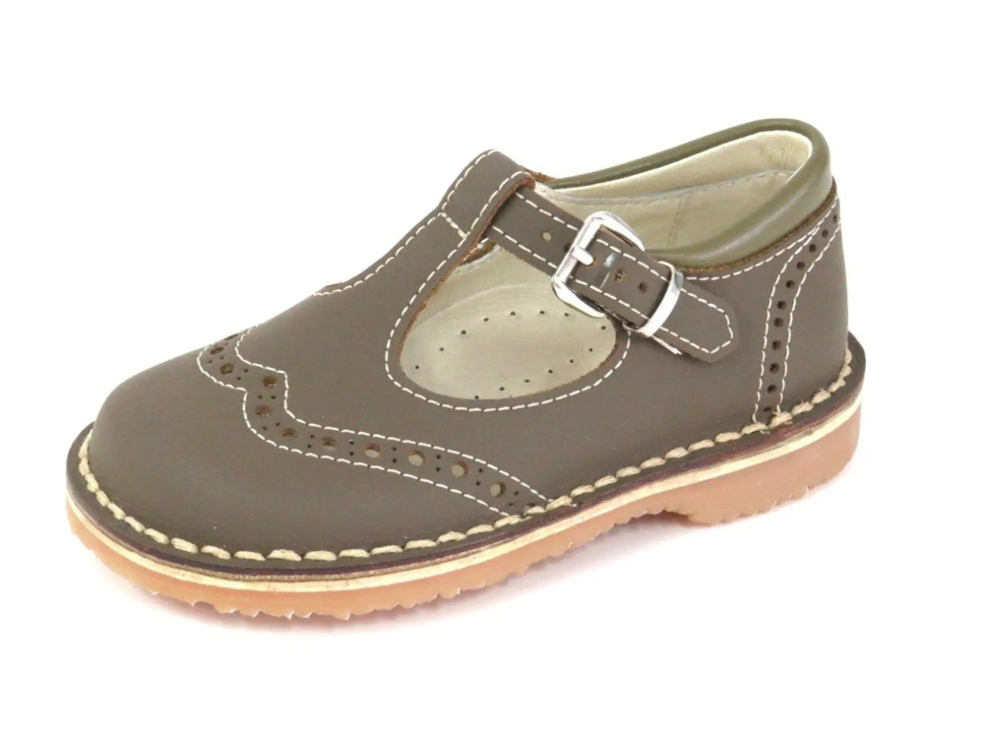 758 - Taupe Sahara Children's T-Strap Casual Shoes London Kids