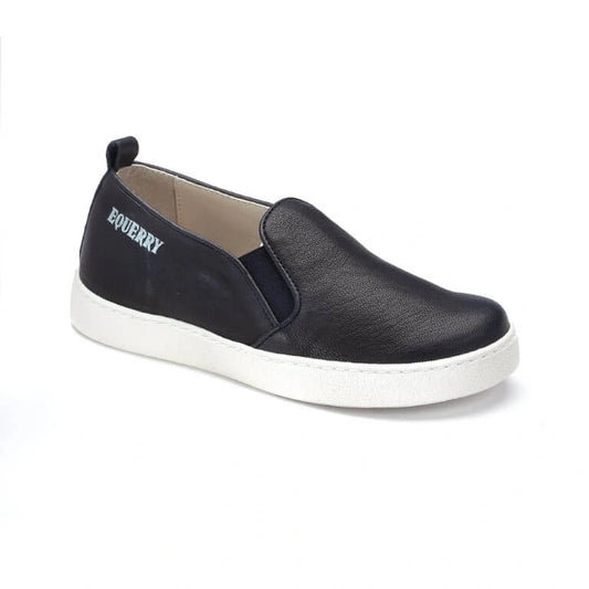 Black leather slip on sneaker for boys and girls, made in Italy