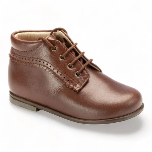 Gael brown leather baby high top shoe, crafted in Spain
