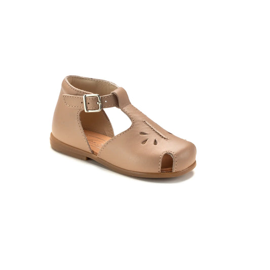 Toddler Giselle taupe leather summer bottie with strap