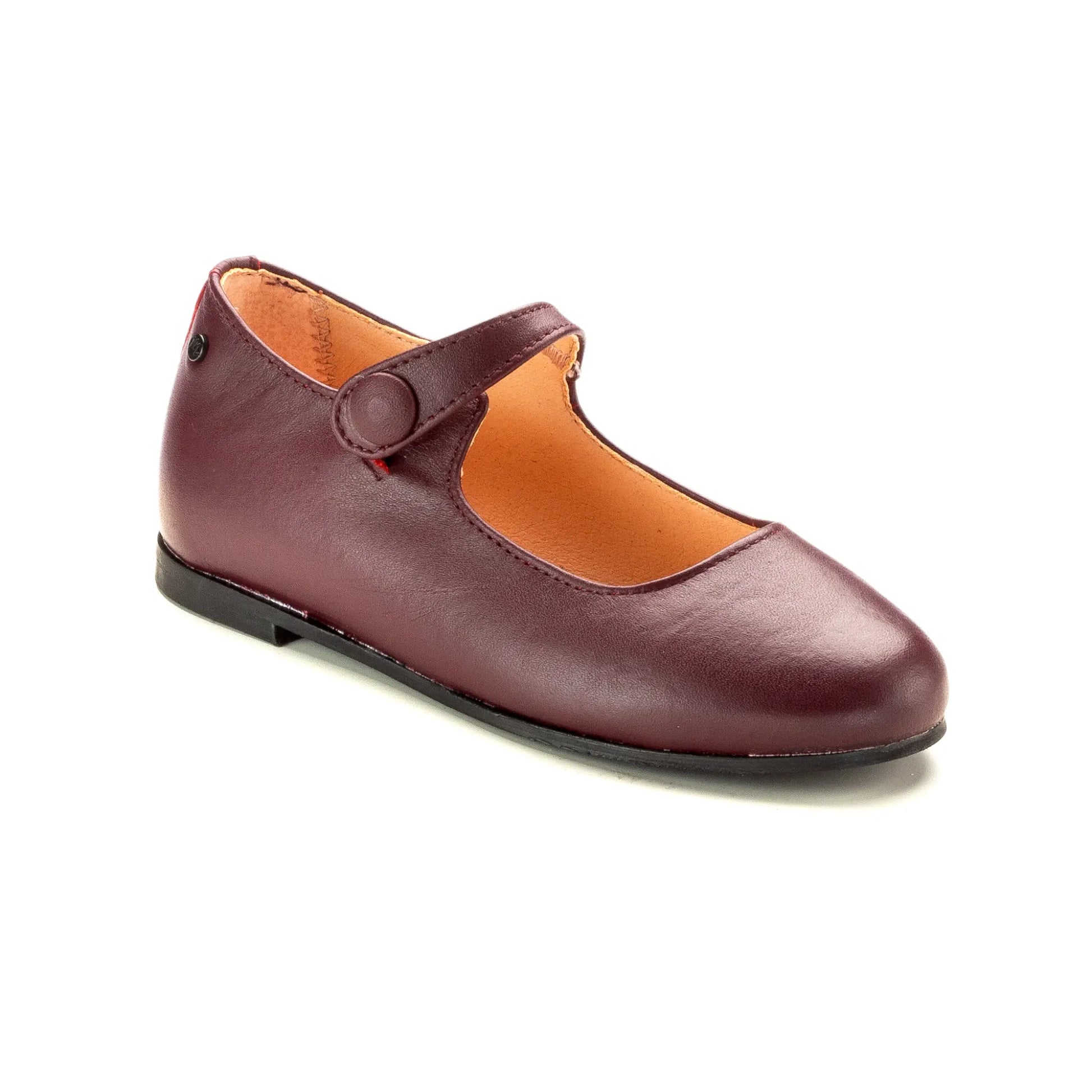 Guity bordo leather girls Mary Jane button shoe
