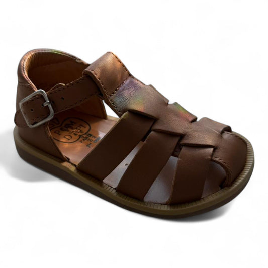Daddy - Camel Leather Toddler Sandal Pom d'Api