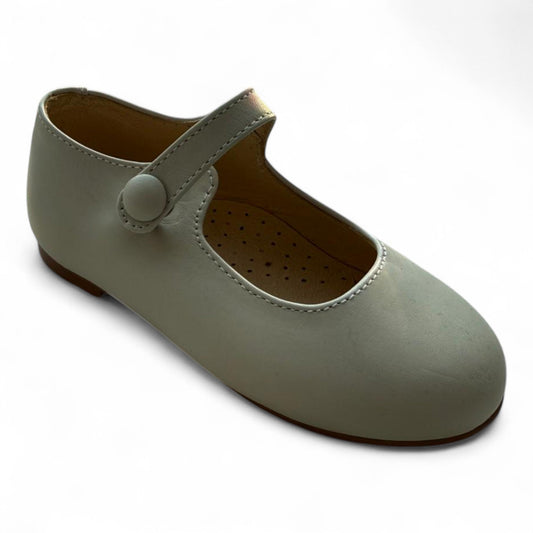 Sophia - Off White Leather Girls Mary Jane Button English Classic