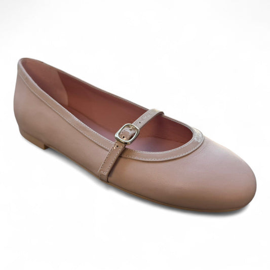 52532 - Rose Leather Girls Summer Bow Shoe Pretty Ballerinas