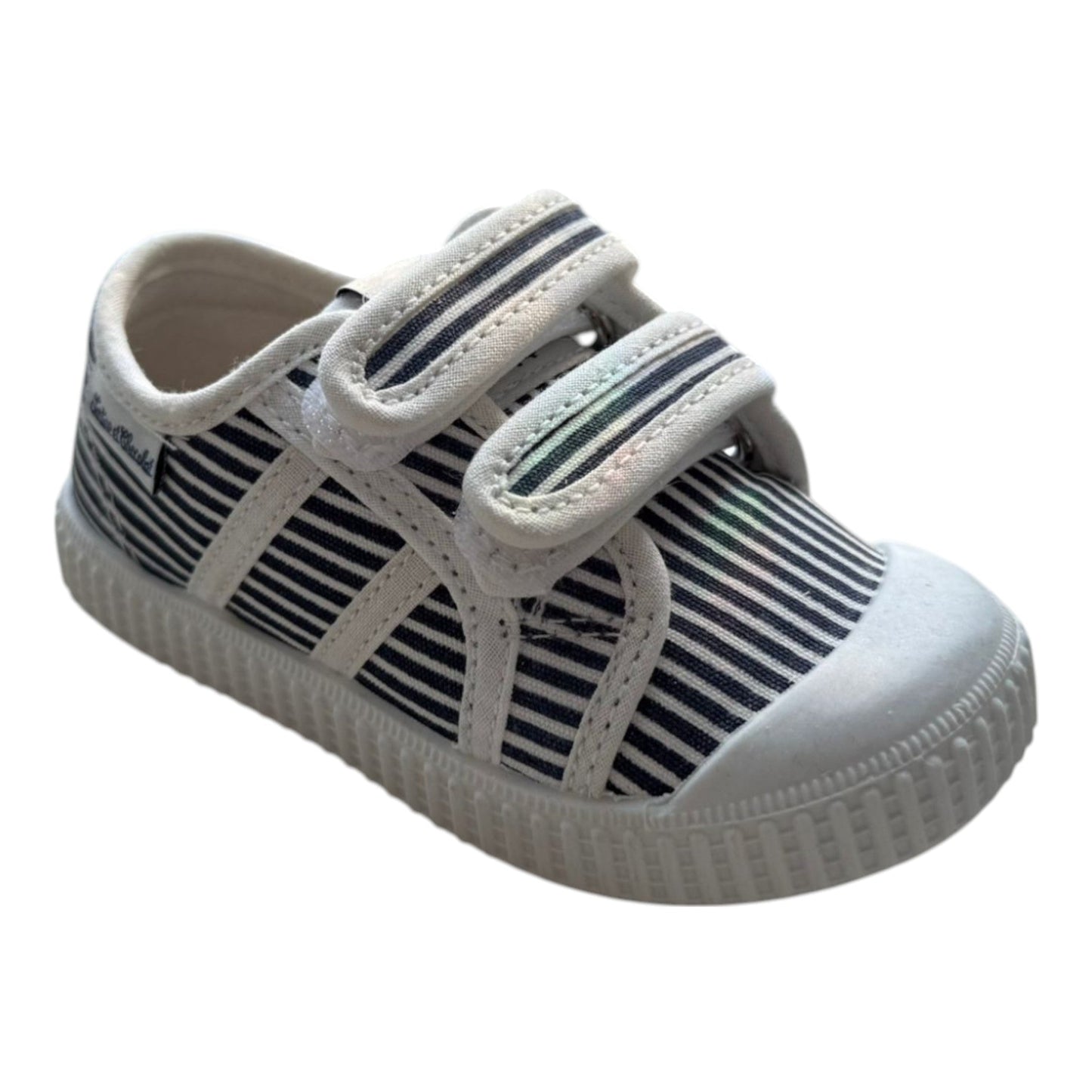 EASY - Blue White Striped Soft Baby Sneaker Pom d'Api