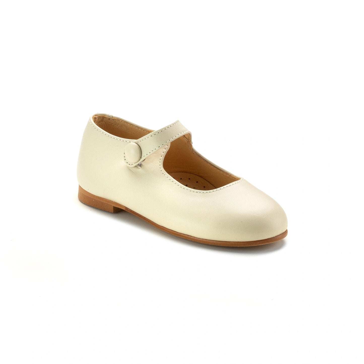 Sophia off white leather girls Mary Jane button shoe