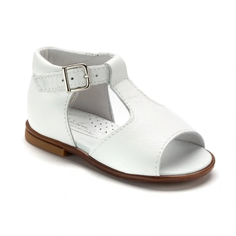 Yiyi white leather baby's sandal with secure straps, made in Spain
