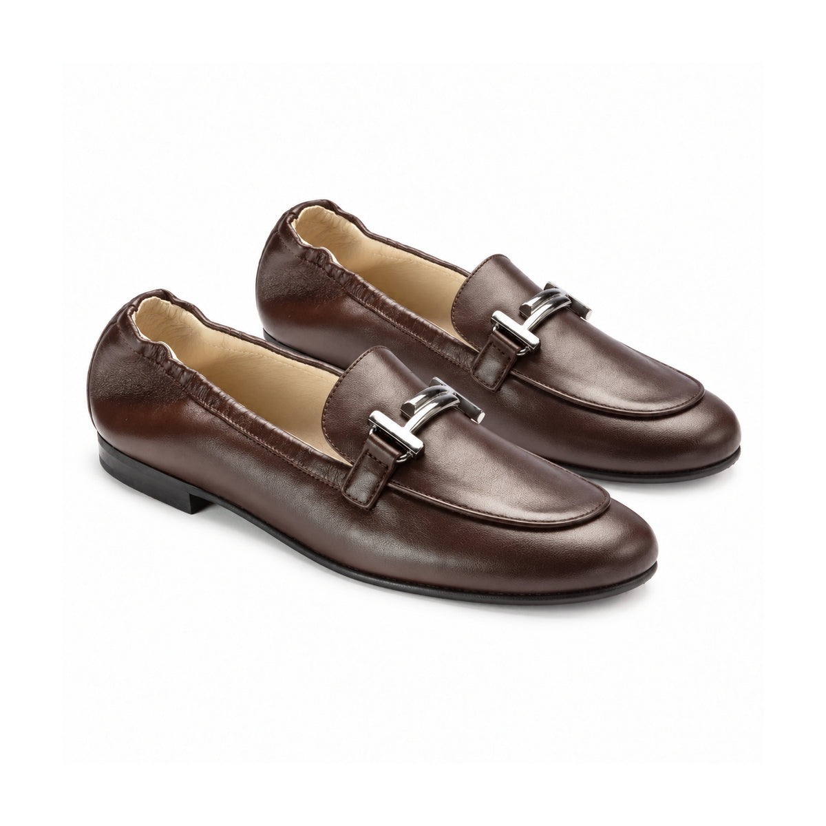 1635 - Brown Soft Leather Flat Loafer for Girl by London Kids