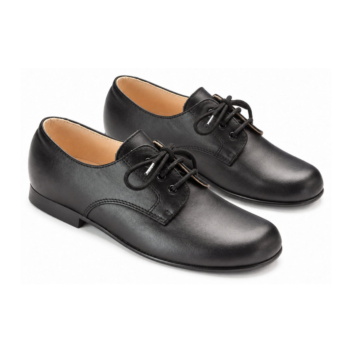 Black Leather Boys Lace Shoe
