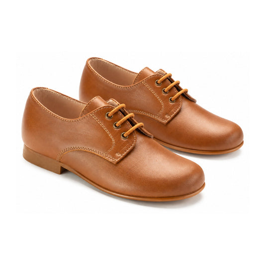 Tan Leather Boys Lace Dress Shoe